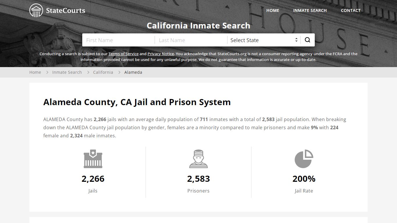 Alameda County, CA Inmate Search - StateCourts