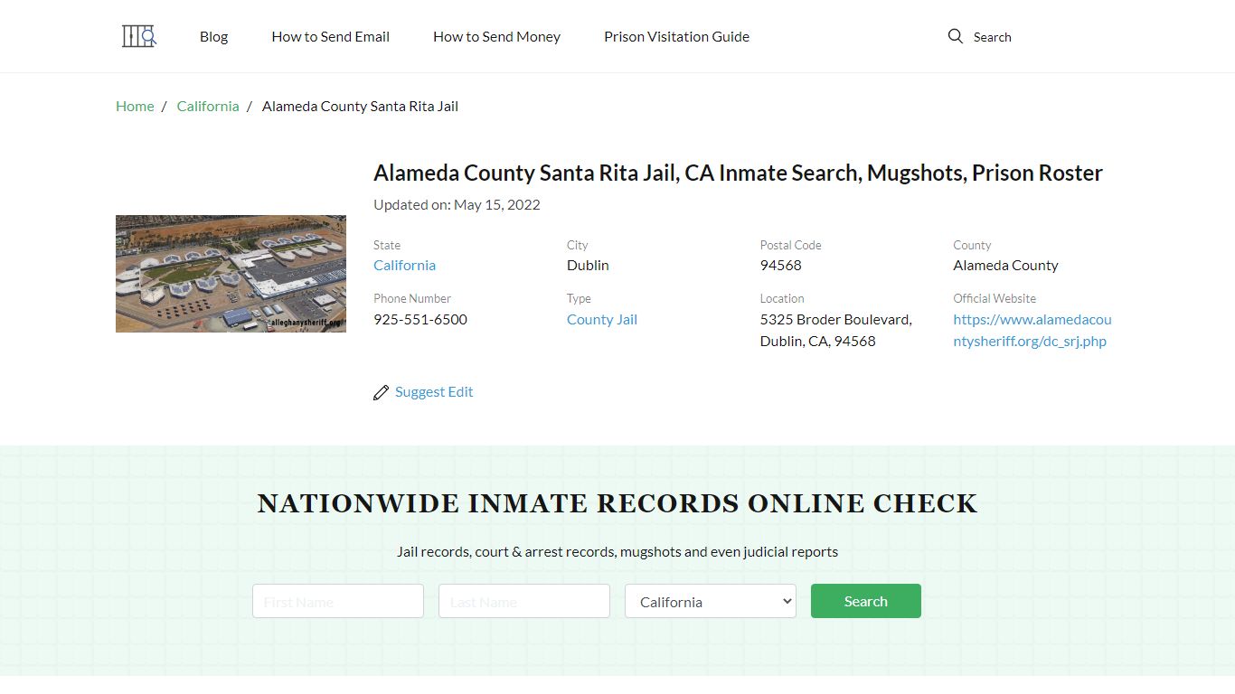 Alameda County Santa Rita Jail, CA Inmate Search, Mugshots ...